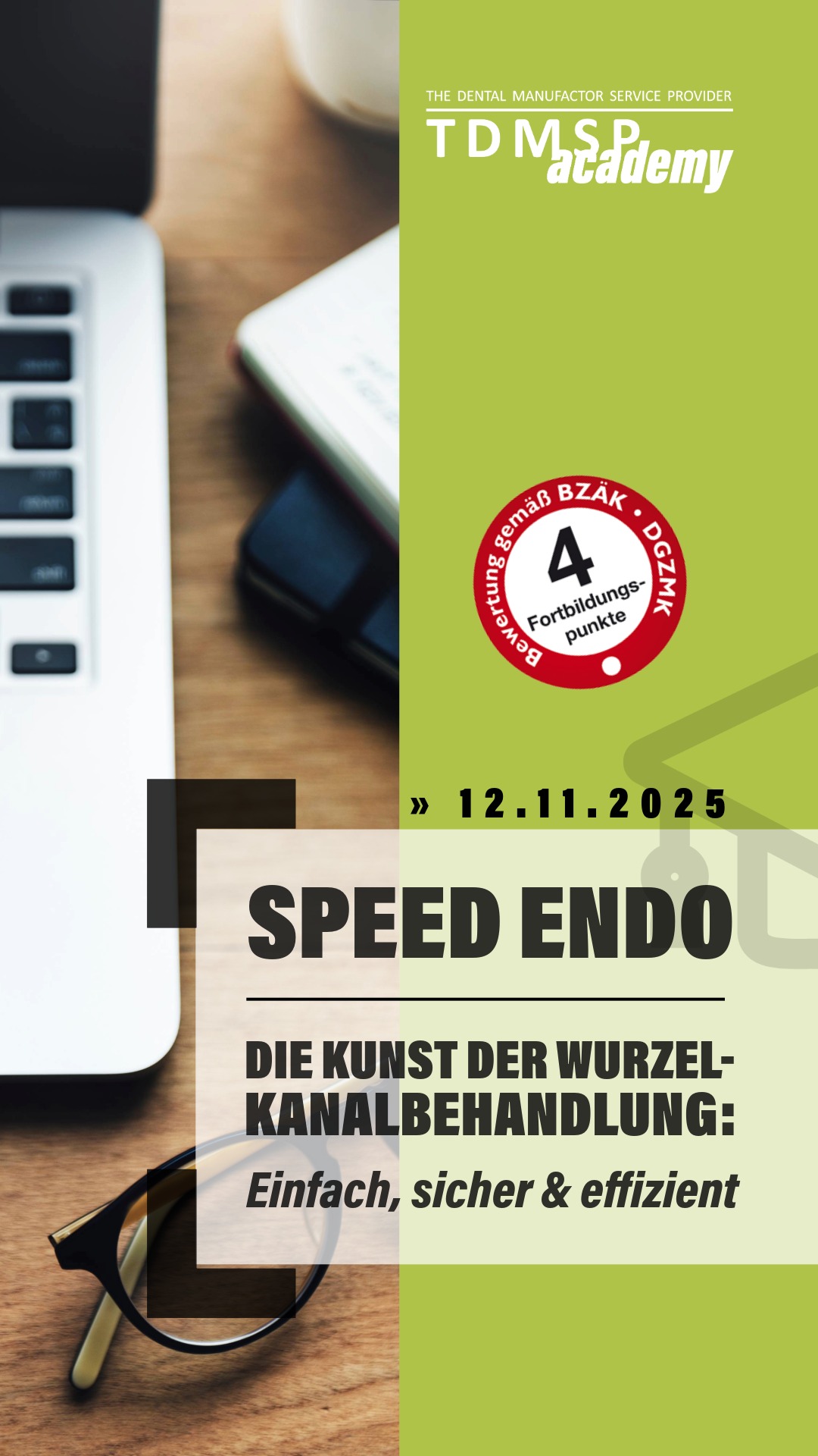 Workshop-Ankündigung für Modellguss mit dem exocad-System am 24. und 25. Oktober 2025; im Hintergrund ein Bildschirm mit digitalem Zahnbogenmodell in CAD-Software.